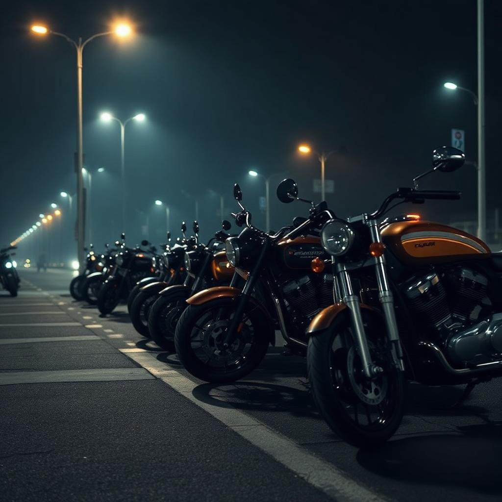 Kickstands down at a chapter meet night