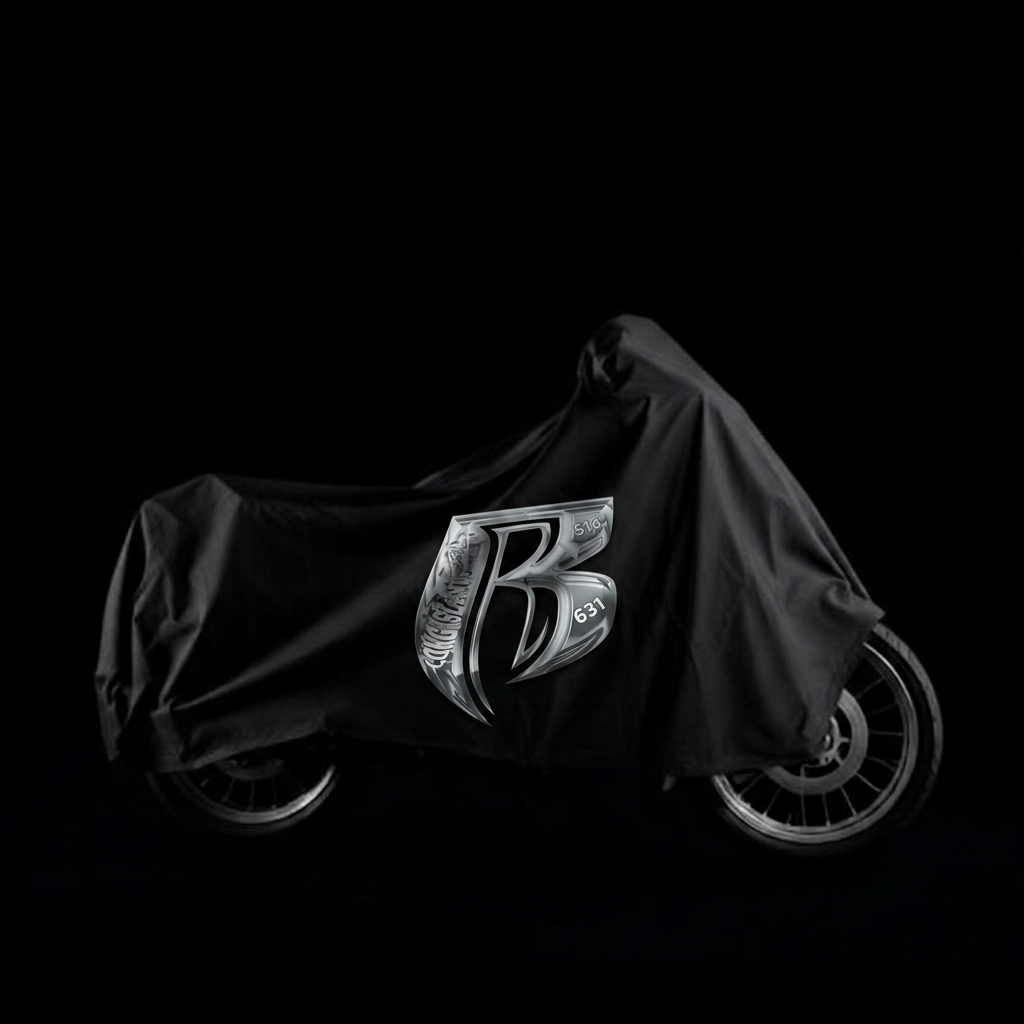 Black bike cover with the chrome B logo