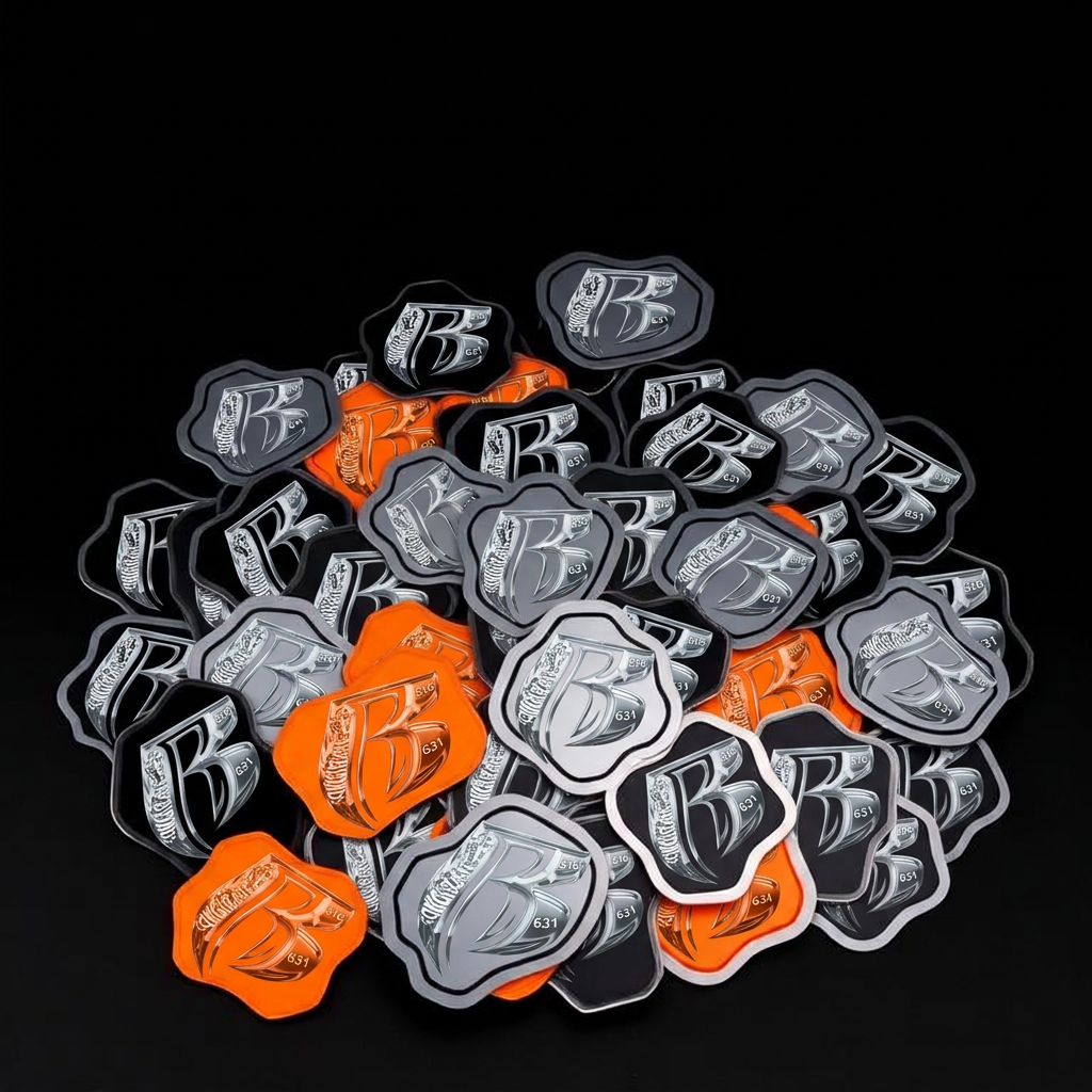 Pack of chrome B logo stickers